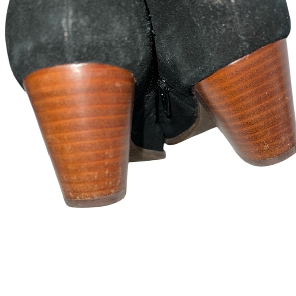 Vionic Women's Booties Size 7 Black Suede "Aloft Chryssa" Open Toe Side Zip - Picture 7 of 11